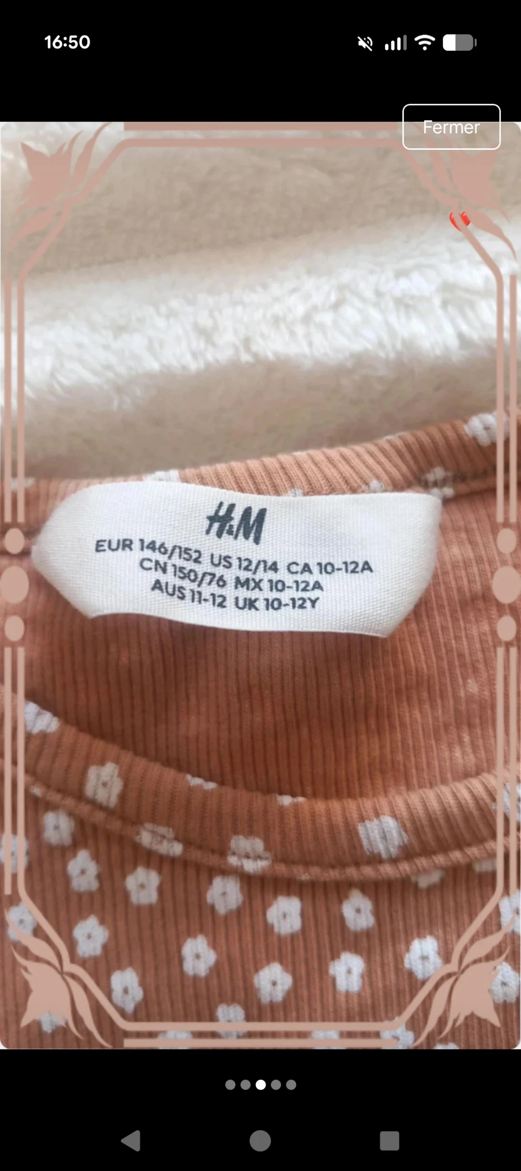 T-shirt crop top cotelé H&M flores – 10/12 anos (146/152 cm) – photo 3